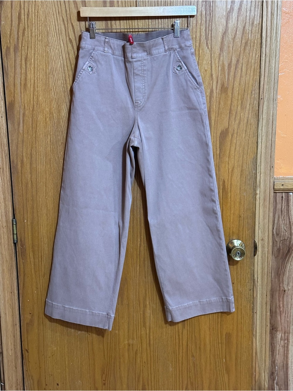 SPANX women’s sz large Wide-Leg Chinos in Dusty Mauve pull on stretch